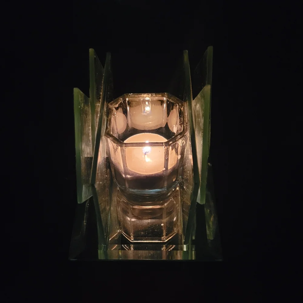Vtg Kohl's Images Mirrored Votive Candle Holder W/Candle